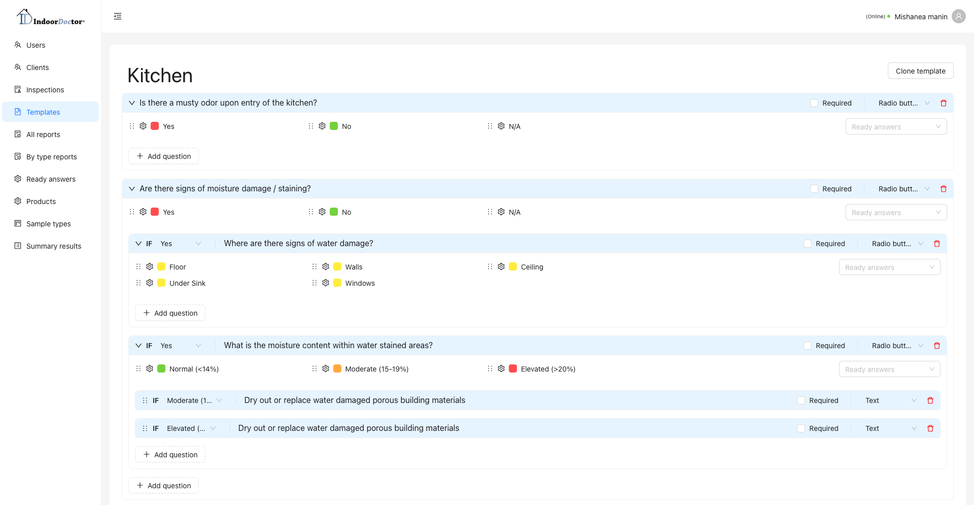 Indoor Doctor Dashboard